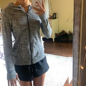 Justice - Girl’s Fleece Grey Zip-Up Hoodie w/ thumb holes - Size 12